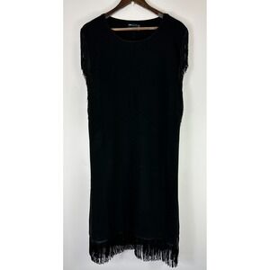Asos Design Black Fringe Midi Sheath Dress Womens 22 Flapper Showgirl Glam Party